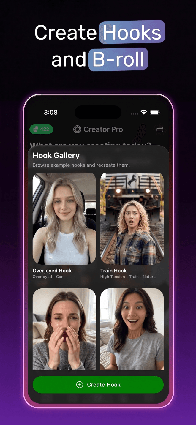 Creator Pro app video gallery